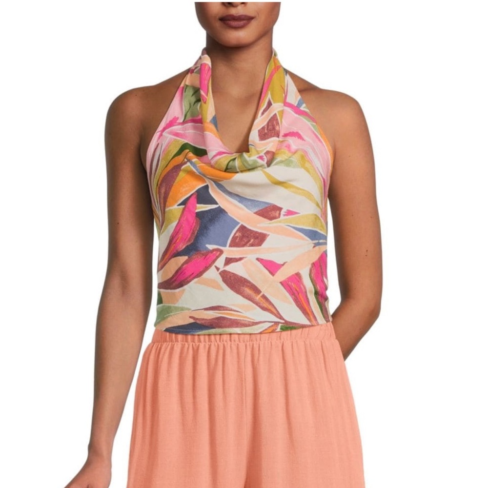 NWT RENEE C.
Tropical Halter Crop Top size Large